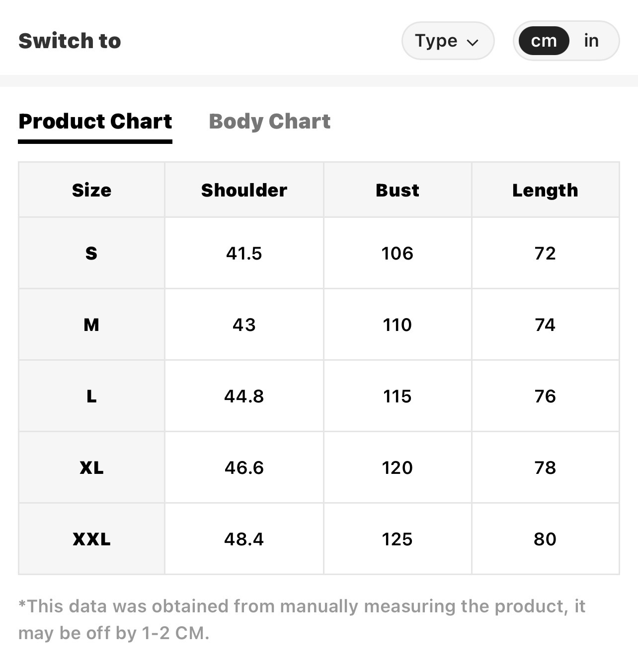Size Chart